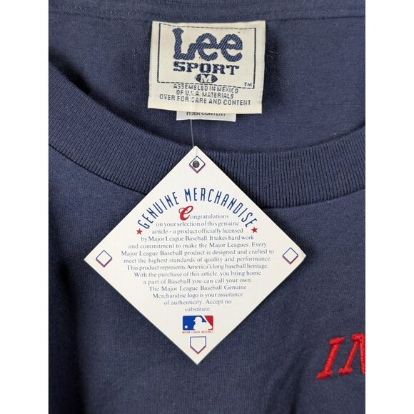 NEW NWT Lee Cleveland Indians Shirt Mens Medium Blue Baseball Wahoo Vintage 90s - Picture 4 of 4
